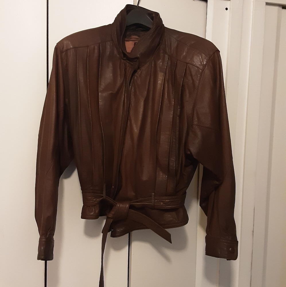 Brown leather Bomber jacket